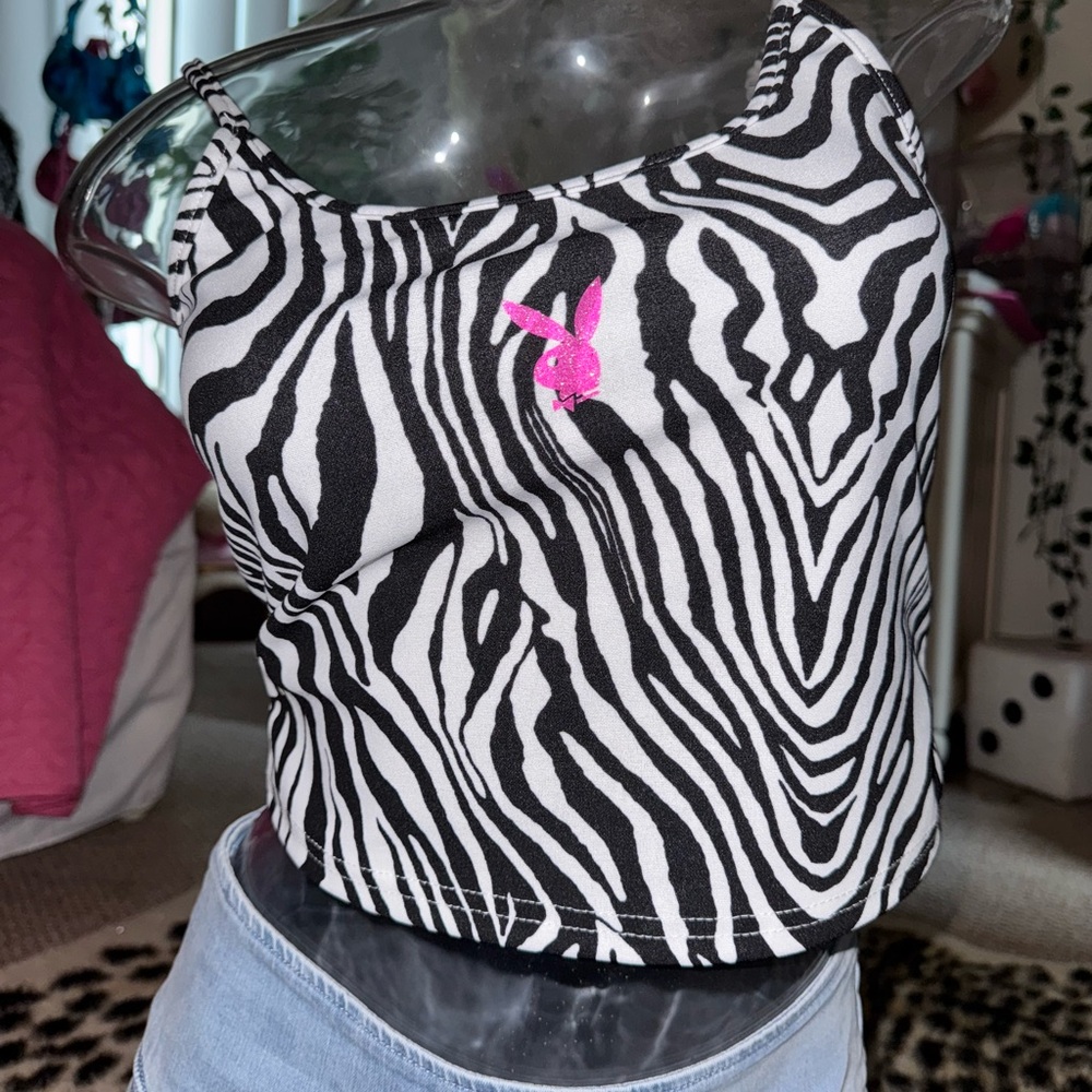 Zebra Print Women's Top with Pink Accent - Picture 2 of 4